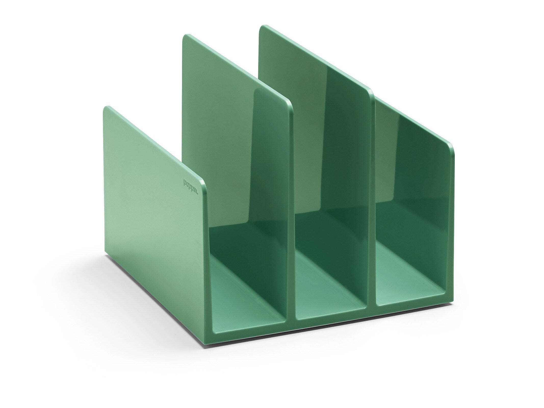 Poppin 3-Compartment Plastic File Sorter, Sage, 4/Kit (108688)