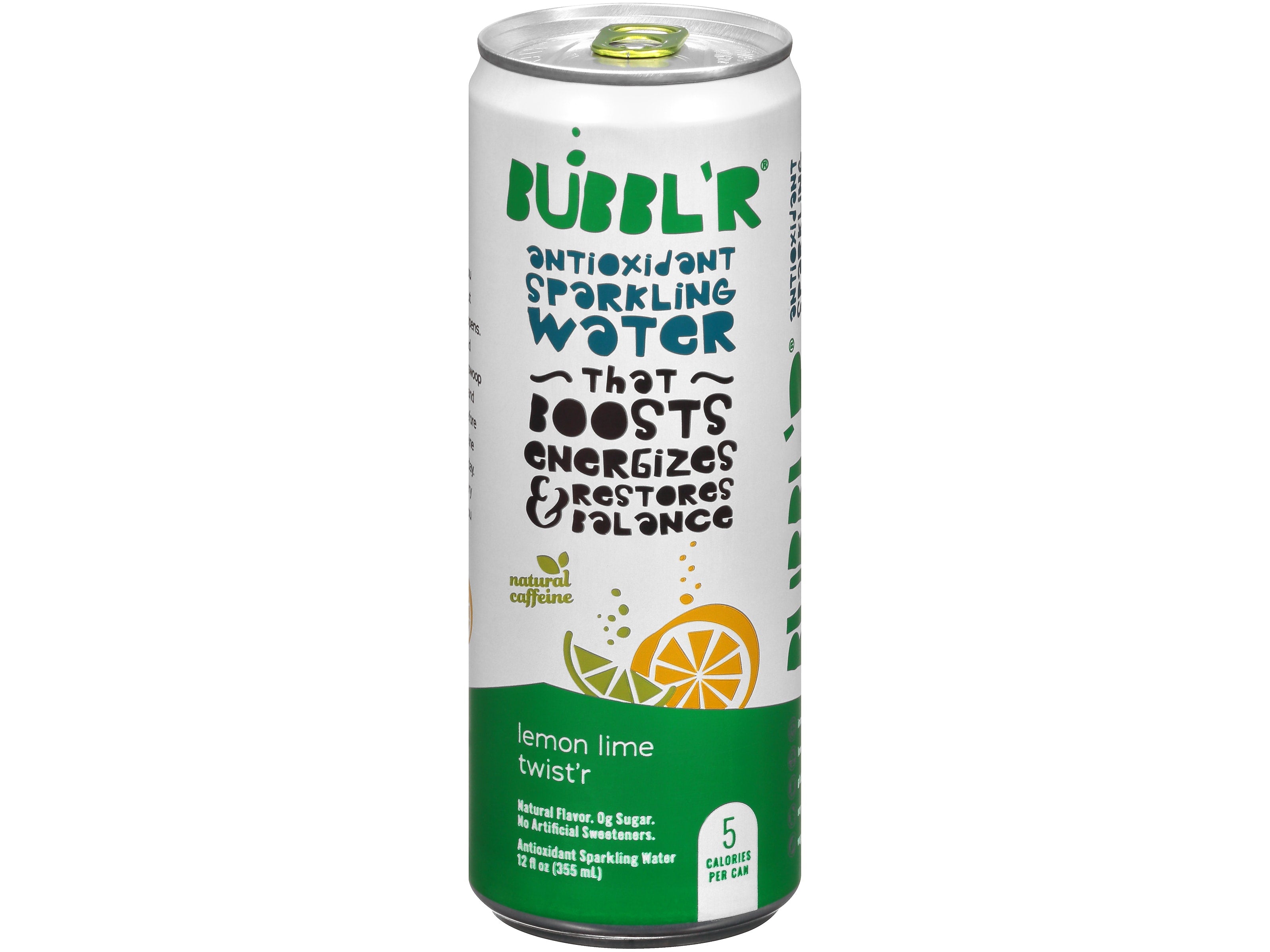 Bubbl'r Antioxidant Lemon Lime Twist'r Flavored Sparkling Water, 12 oz., 12 Cans/Carton (028435600145)