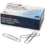 Officemate Jumbo Paper Clips, Silver, 100 Clips/Pack (99914QL)