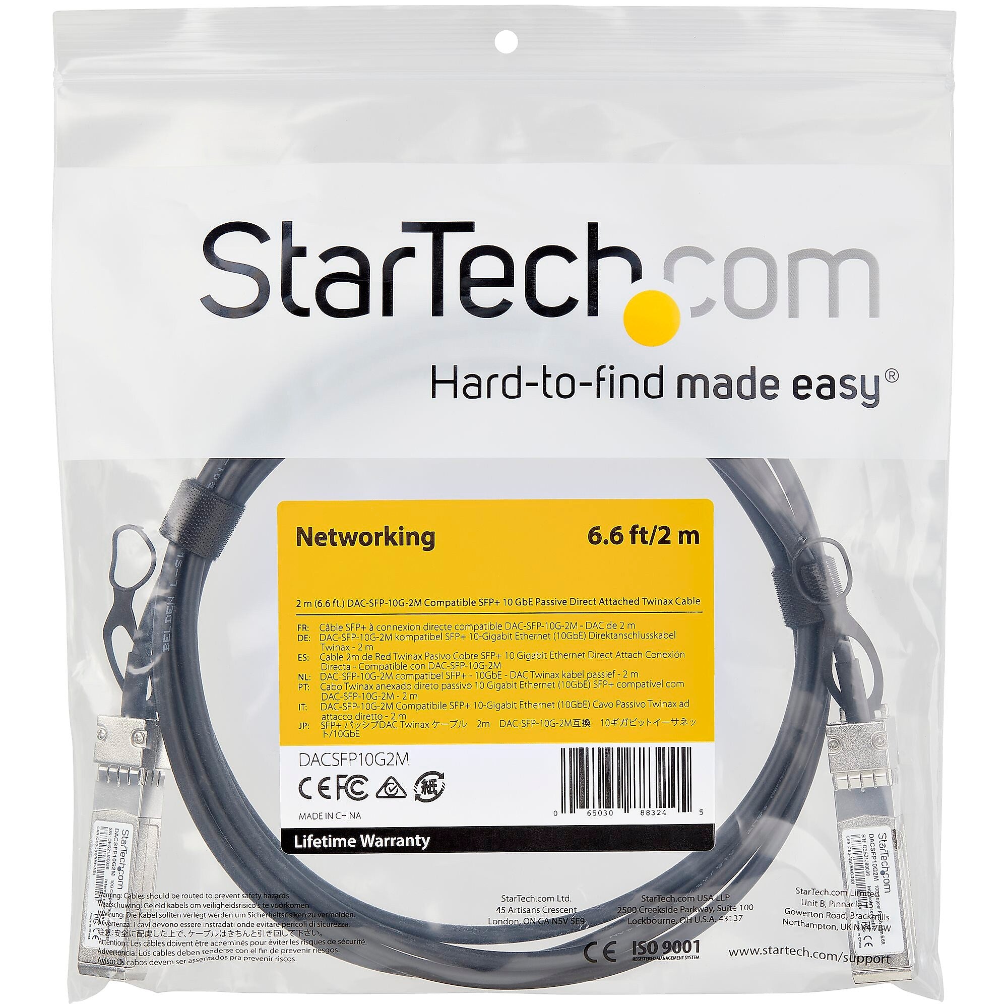 StarTech.com 2m SFP+ to SFP+ Direct Attach Cable for Dell EMC DAC-SFP-10G-2M - 10GbE - SFP+ Copper DAC 10 Gbps Passive Twinax
