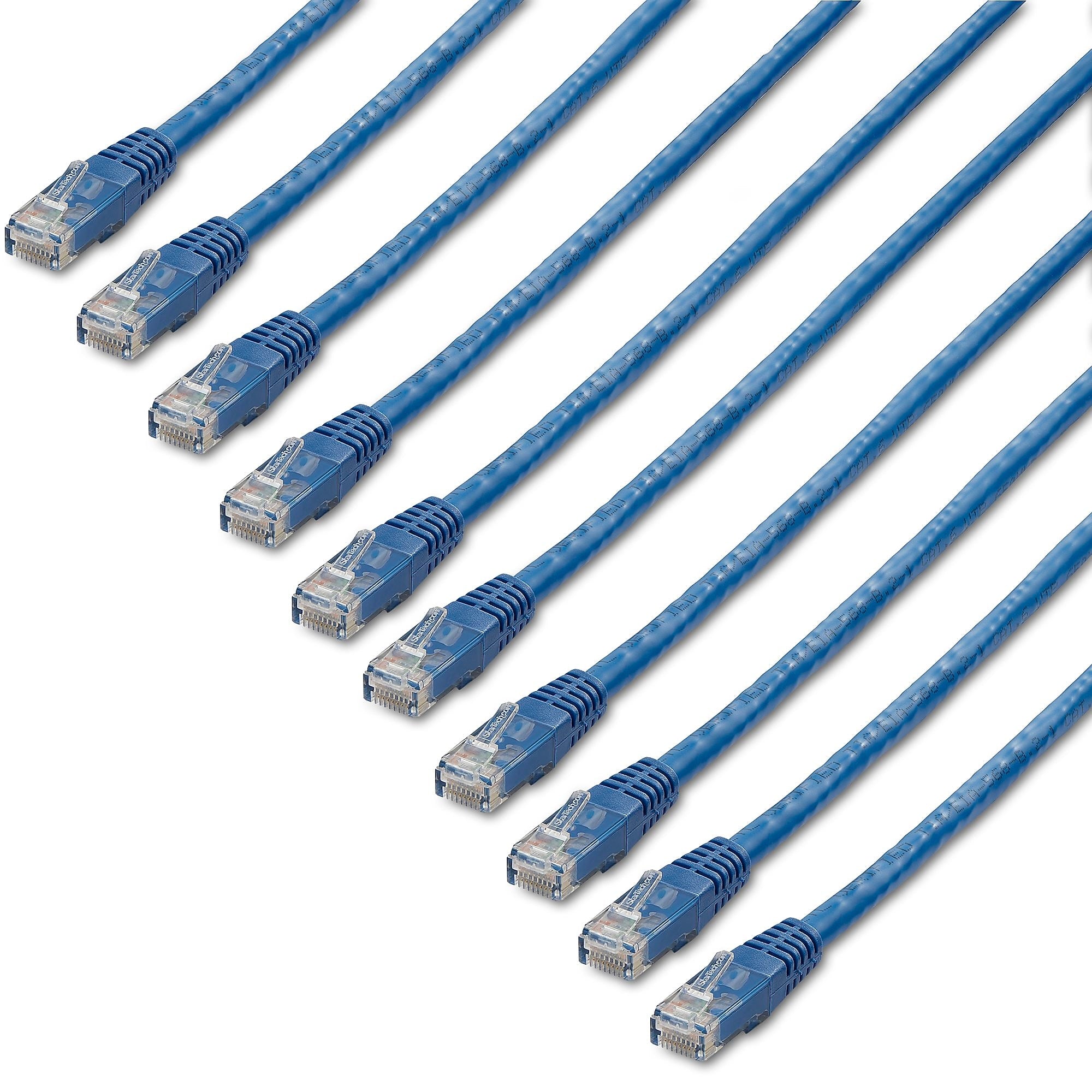 1 ft. CAT6 Ethernet cable - 10 Pack - ETL Verified - Blue CAT6 Patch Cord - Molded RJ45 Connectors - 24 AWG - UTP