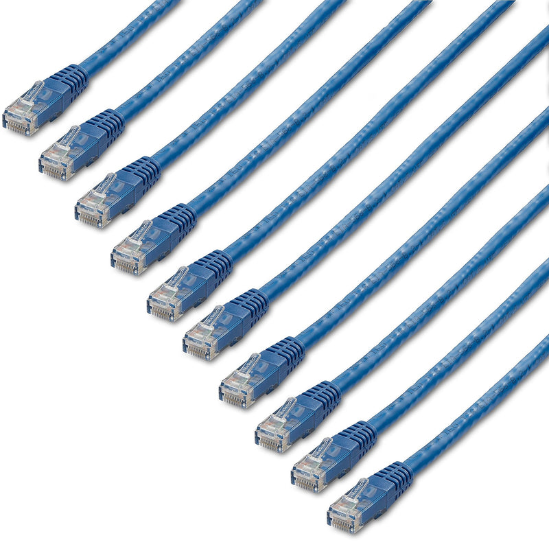 6 ft. CAT6 Ethernet cable - 10 Pack - ETL Verified - Blue CAT6 Patch Cord - Molded RJ45 Connectors - 24 AWG - UTP