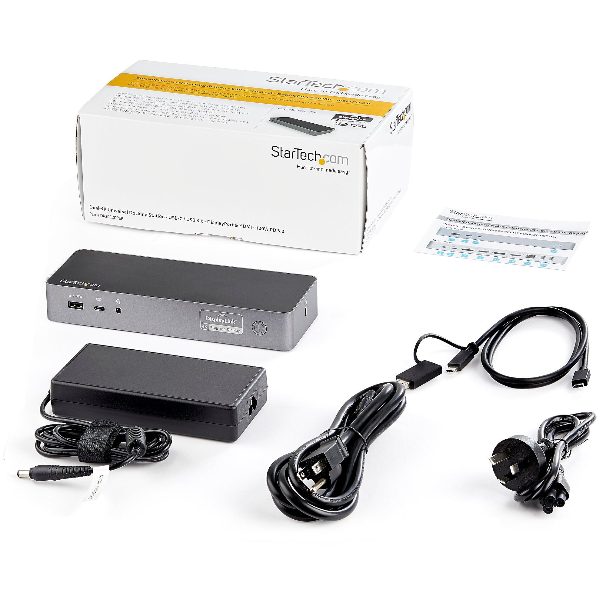 USB-C & USB-A Dock - Hybrid Universal Laptop Docking Station w/ 100W Power Delivery - Dual Monitor 4K 60Hz HDMI & DisplayPort