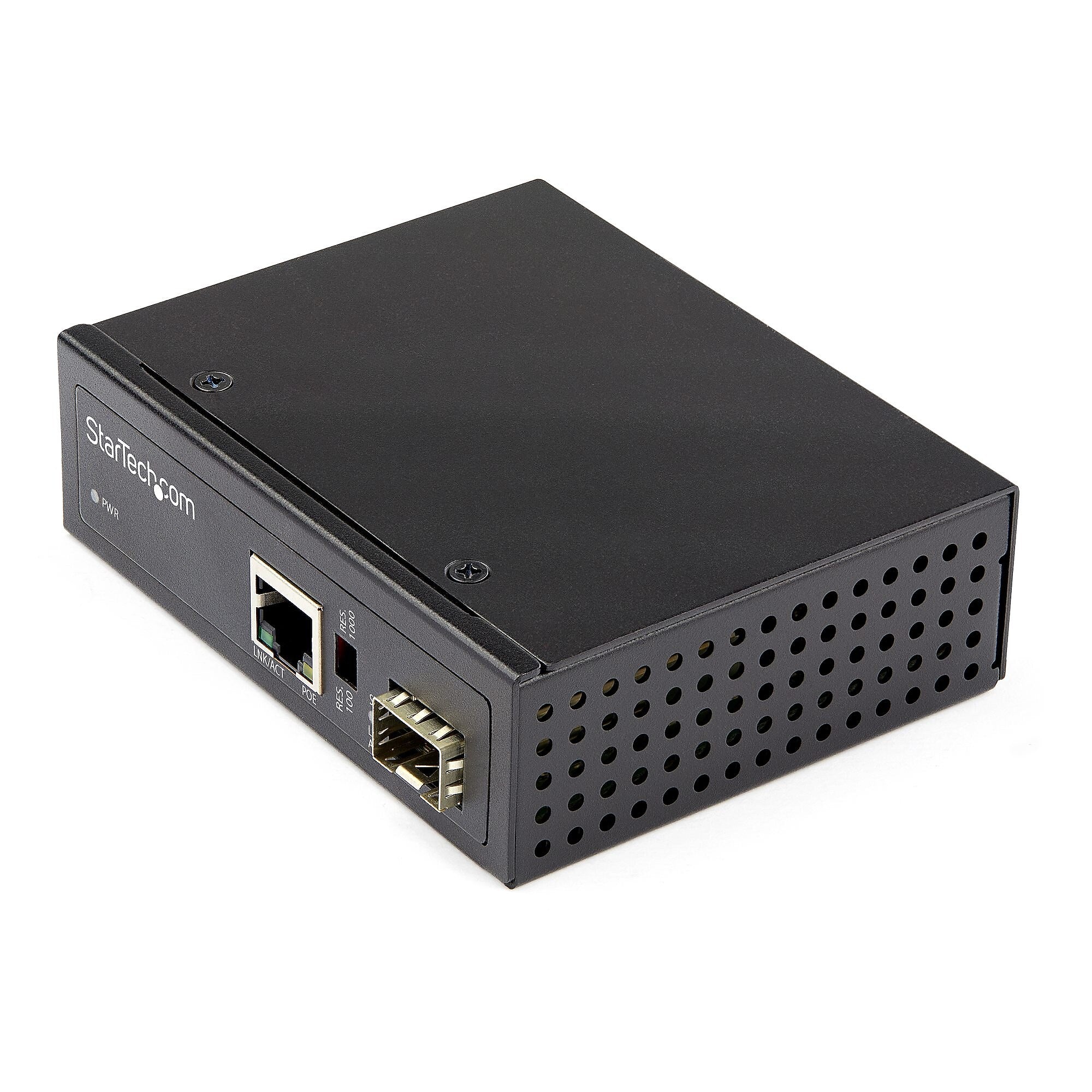 PoE+ Industrial Fiber to Ethernet Media Converter 60W - SFP to RJ45 - SM/MM Fiber to Gigabit Copper IP-30