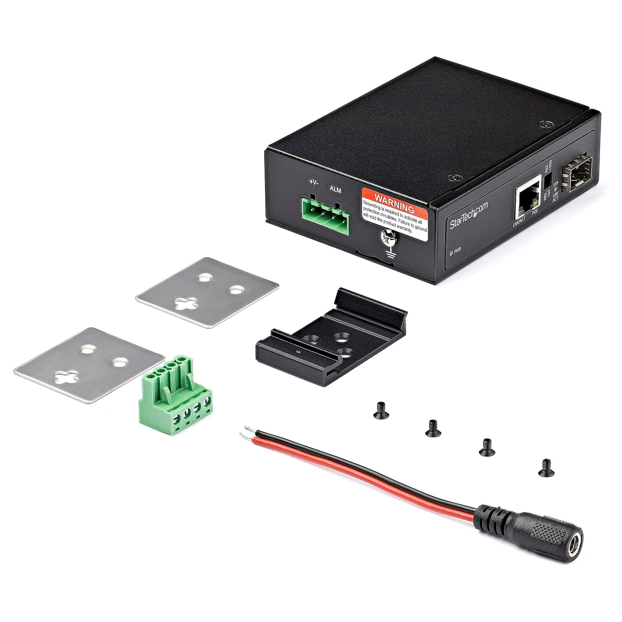 PoE+ Industrial Fiber to Ethernet Media Converter 60W - SFP to RJ45 - SM/MM Fiber to Gigabit Copper IP-30