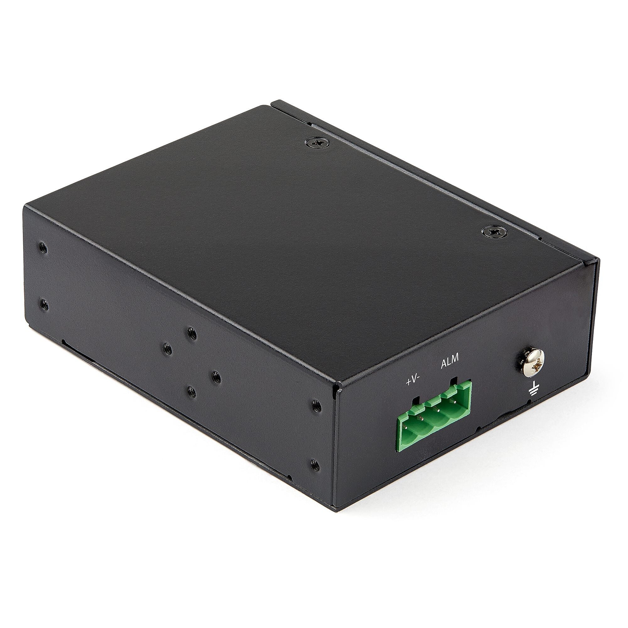 Industrial Fiber to Ethernet Media Converter - 1Gbps SFP to RJ45/CAT6 - SM/MM Fiber to Copper Gigabit Network IP-30 12V Input