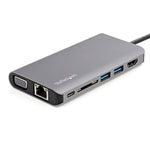 StarTech.com USB-C to HDMI/VGA/USB-A/MicroSD/SD/GbE/Audio Multiport Adapter, Male to Female, 100W PD, Mini Dock (DKT30CHVAUSP)