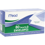 Mead Security Tinted #6-3/4 Business Envelopes, 3-5/8" x 6-1/2", White, 80/Pack (75212)