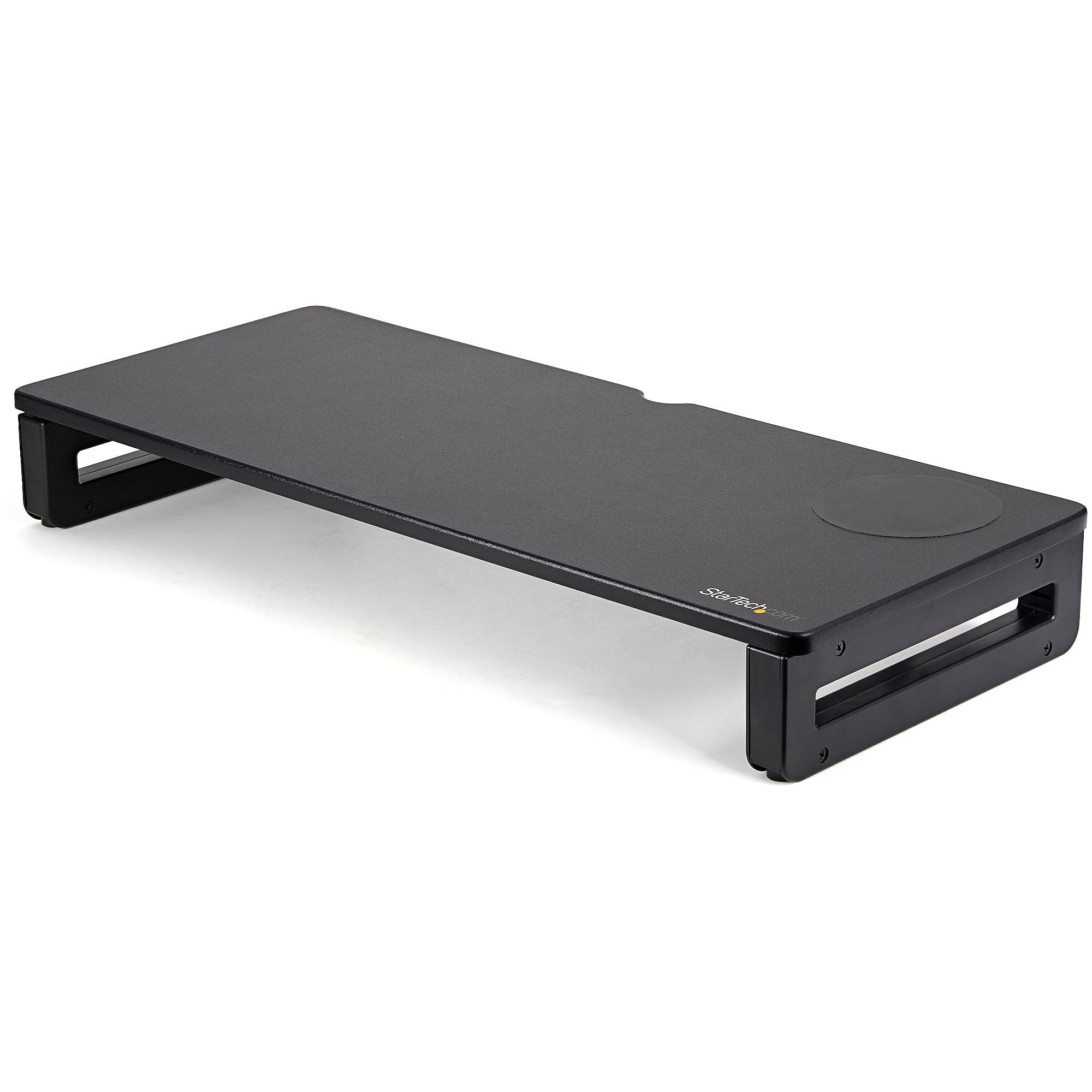 StarTech Adjustable Monitor Riser Stand with Wireless Charging Pad, Up to 23" Monitor, Black (MONSTADQI)