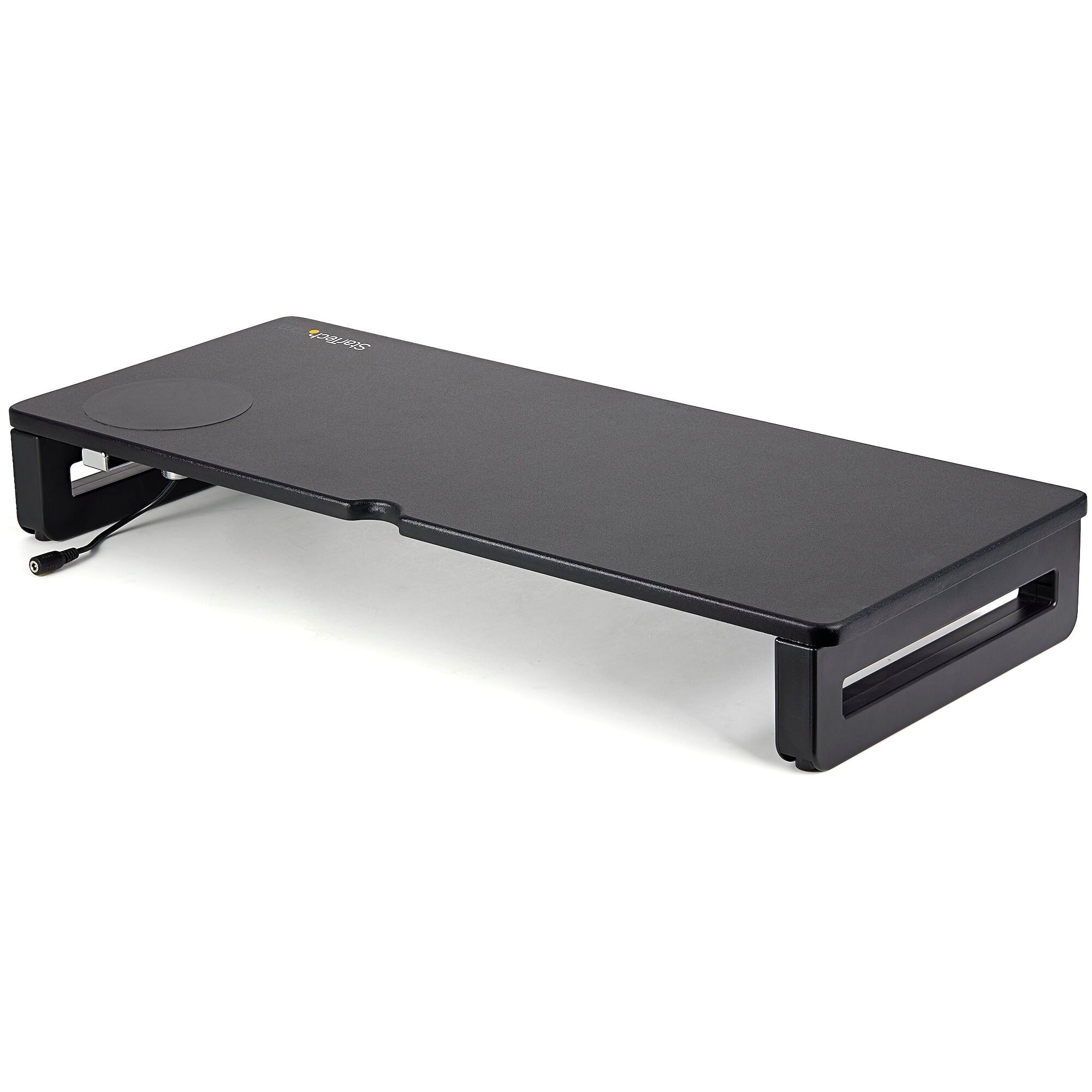 StarTech Adjustable Monitor Riser Stand with Wireless Charging Pad, Up to 23" Monitor, Black (MONSTADQI)