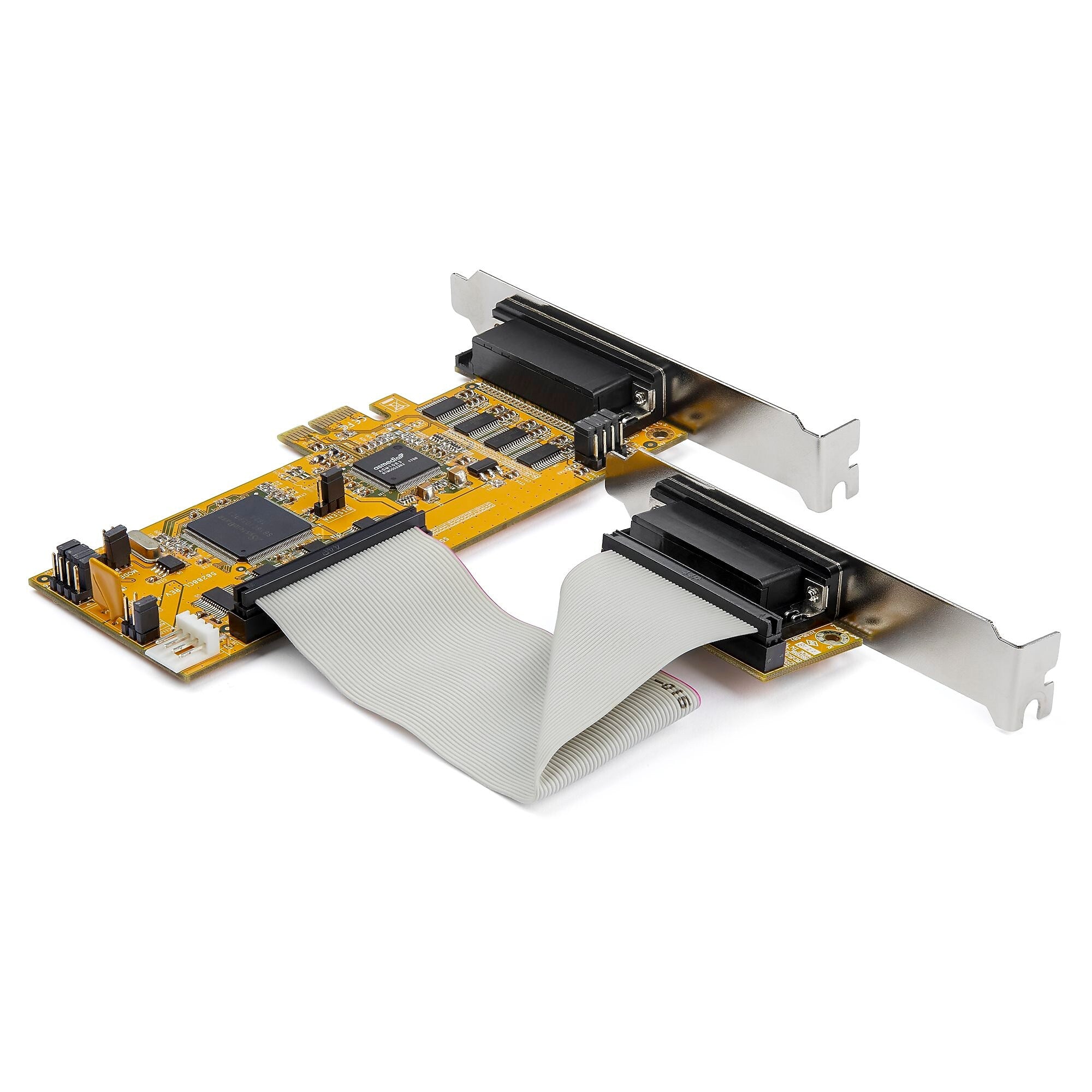 8-Port PCI Express RS232 Serial Adapter Card -PCIe to Serial DB9 Controller 16C1050 UART - Low Profile - 15kV ESD - Win/Linux
