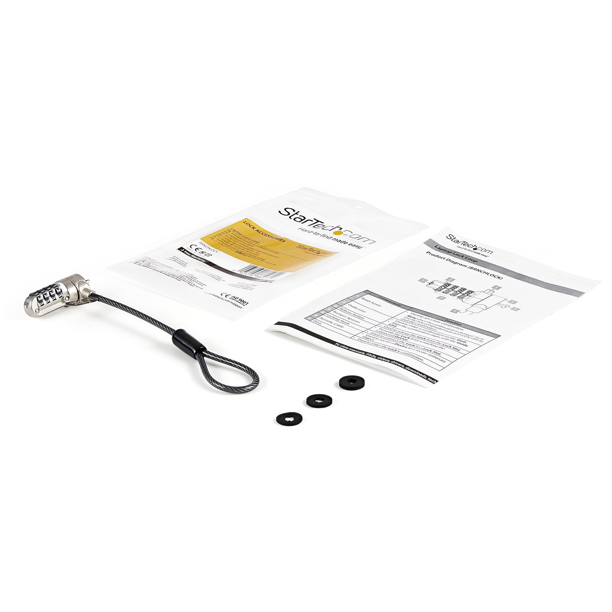 Universal Laptop Cable Lock Expansion Loop - Add a 6" 4-Digit Combination K-Slot Lock to Secure Multiple Devices - Anti Theft
