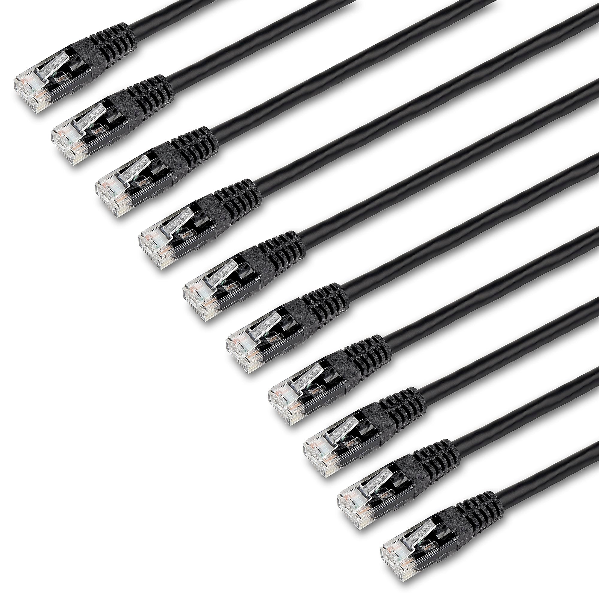 6 ft. CAT6 Ethernet cable - 10 Pack - ETL Verified - Black CAT6 Patch Cord - Molded RJ45 Connectors - 24 AWG - UTP