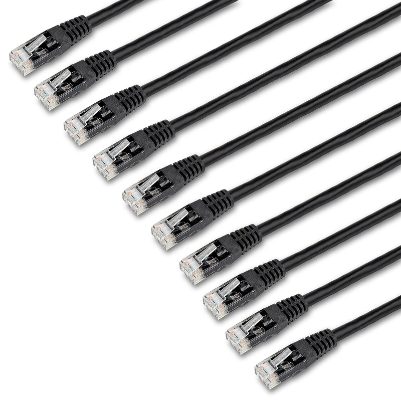 6 ft. CAT6 Ethernet cable - 10 Pack - ETL Verified - Black CAT6 Patch Cord - Molded RJ45 Connectors - 24 AWG - UTP