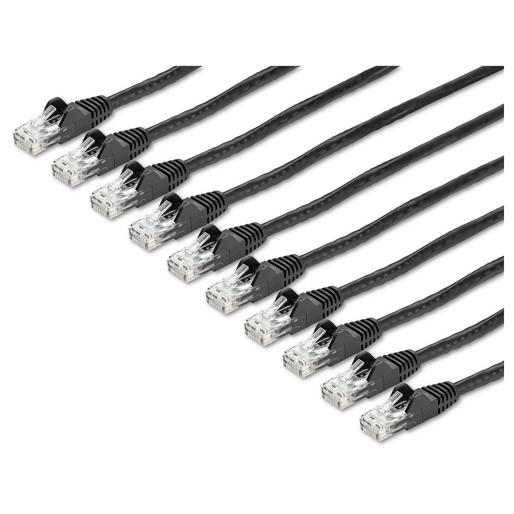 15 ft. CAT6 Ethernet Cable - 10 Pack - ETL Verified - Black CAT6 Patch Cord - Snagless RJ45 Connectors - 24 AWG - UTP