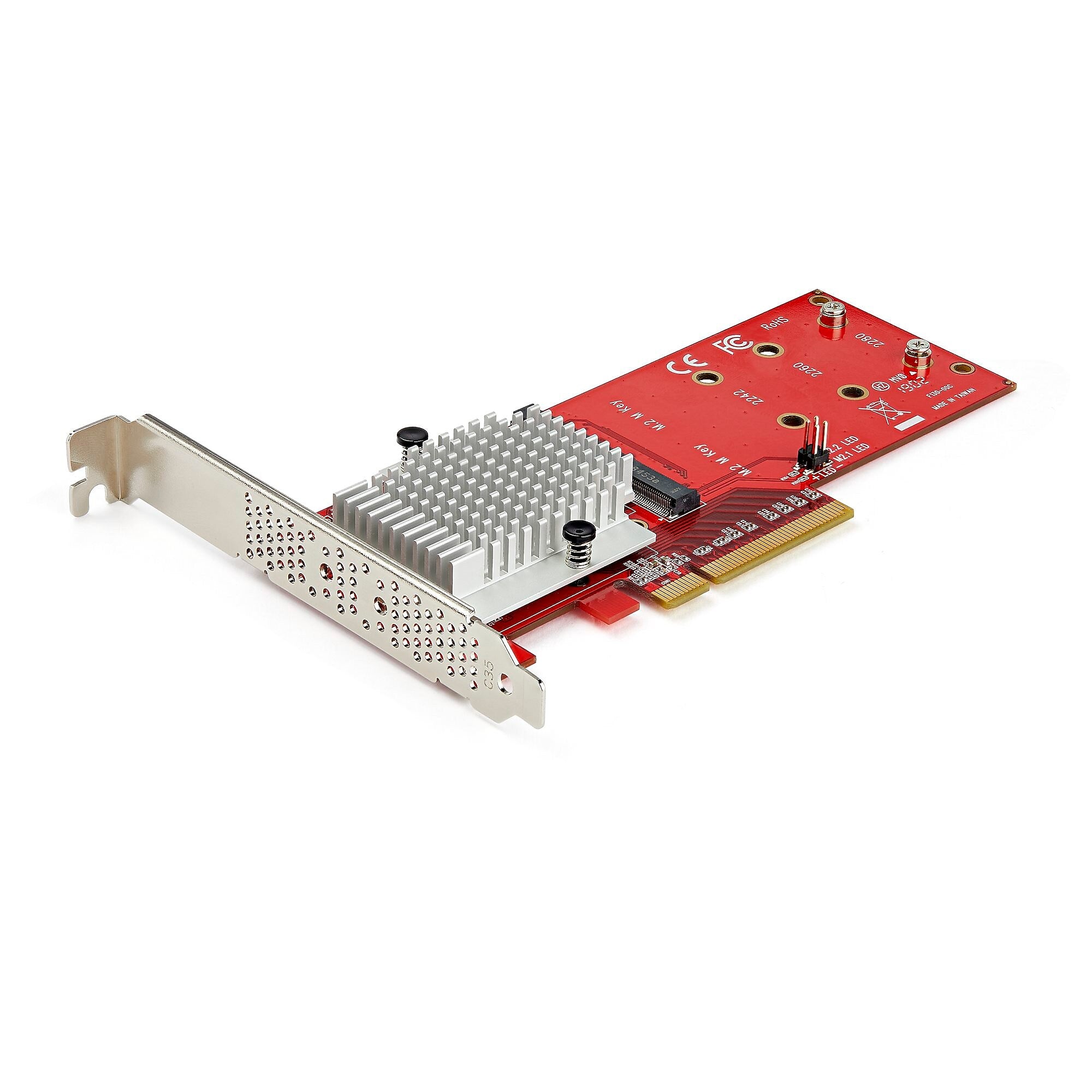 Dual M.2 PCIe SSD Adapter Card - x8 / x16 Dual NVMe or AHCI M.2 SSD to PCI Express 3.0 - M.2 NGFF PCIe (m-key) Compatible