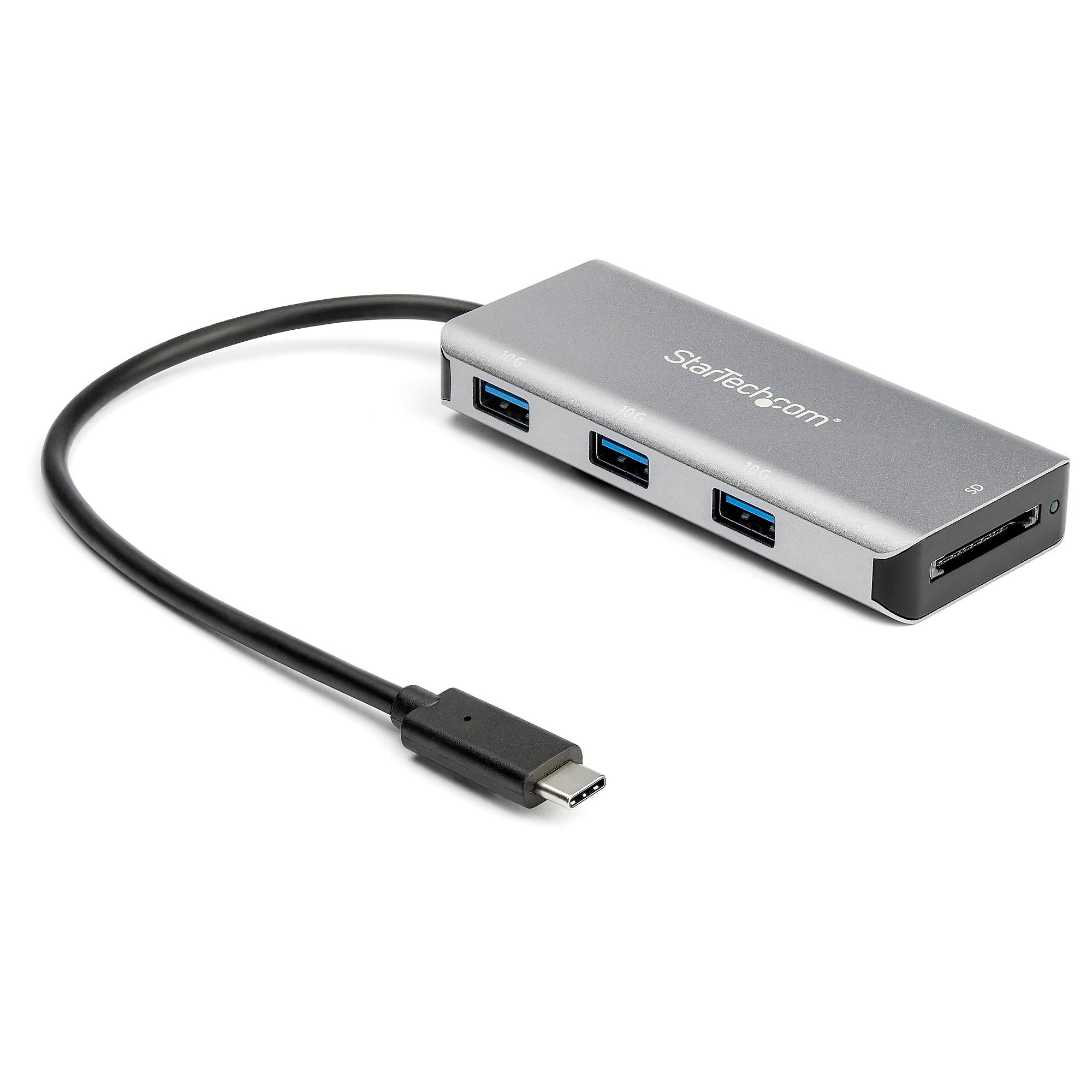 StarTech 3-Port USB-A Hub and SD Card Reader, Gray (HB31C3ASDMB)