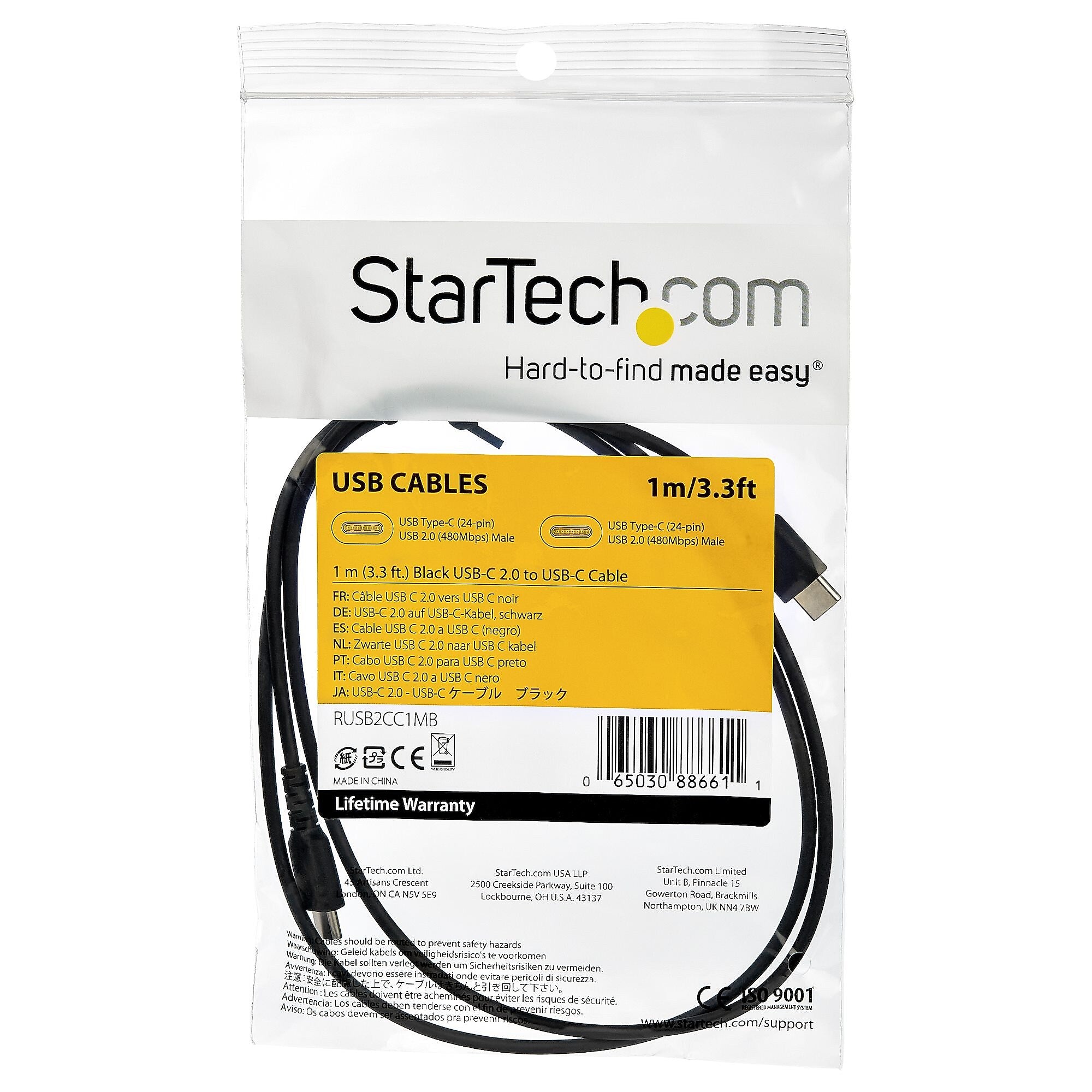 1m USB A to USB C Charging Cable - Durable Fast Charge & Sync USB 2.0 to USB Type C Data Cord - Aramid Fiber M/M 3A Black