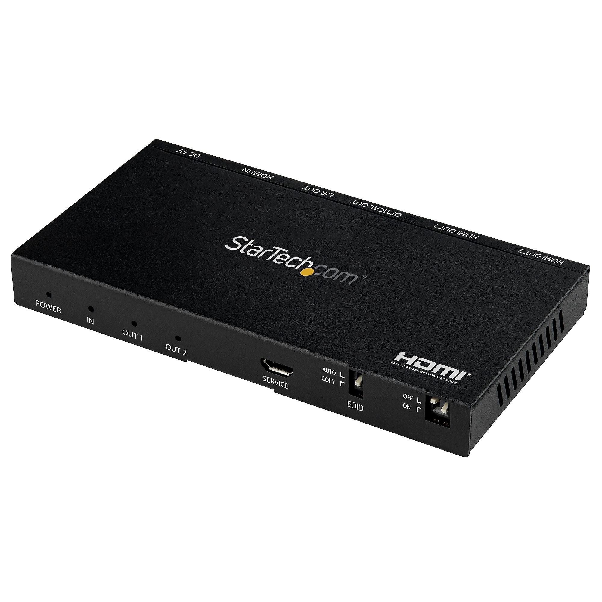 2-Port HDMI Splitter (1x2), 4K 60Hz UHD HDMI 2.0 Audio Video Splitter w/ Scaler and Audio Extractor, EDID Copy, TV/Projector