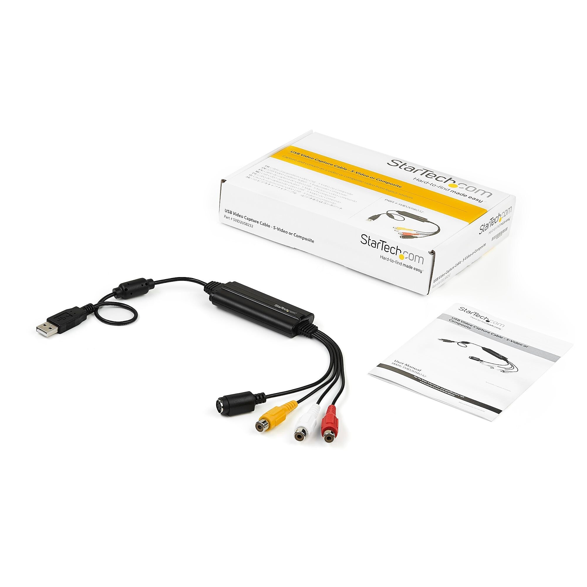 StarTech USB A to RCA Video Converter, Male to Male, Black (SVID2USB232)