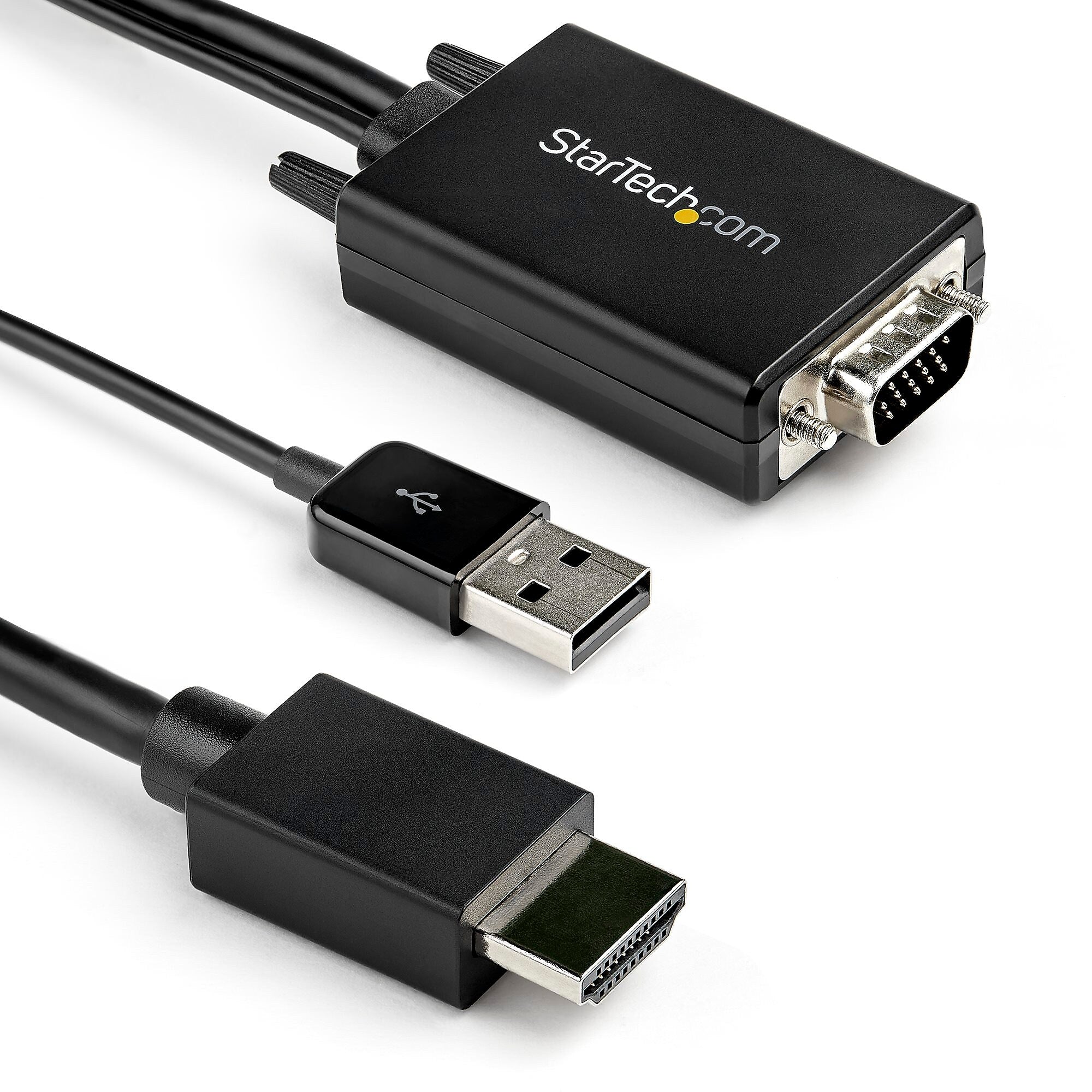 StarTech 6.6' VGA to HDMI Converter Cable with USB Audio Support, Male to Male, Black (VGA2HDMM2M)