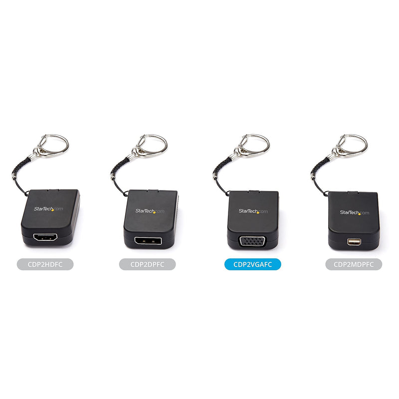 Compact USB C to VGA Adapter - 1080p Active USB Type-C to VGA Display Converter w/ Keychain Ring - Thunderbolt 3 Compatible