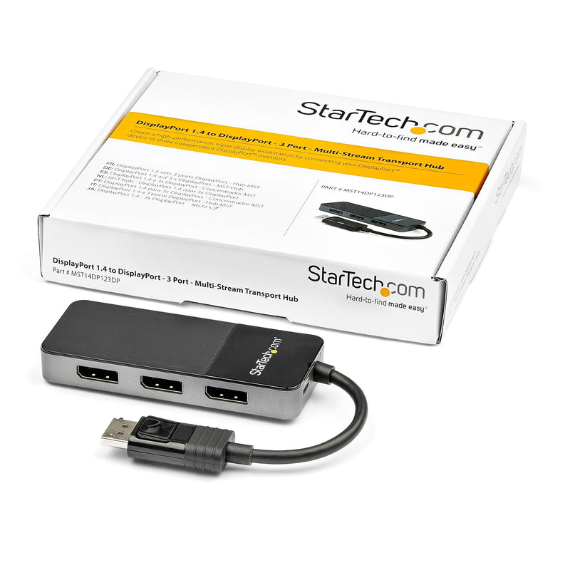StarTech  3-Port DisplayPort to Triple DisplayPort Display Adapter, Male to Female/Female, Black (MST14DP123DP)