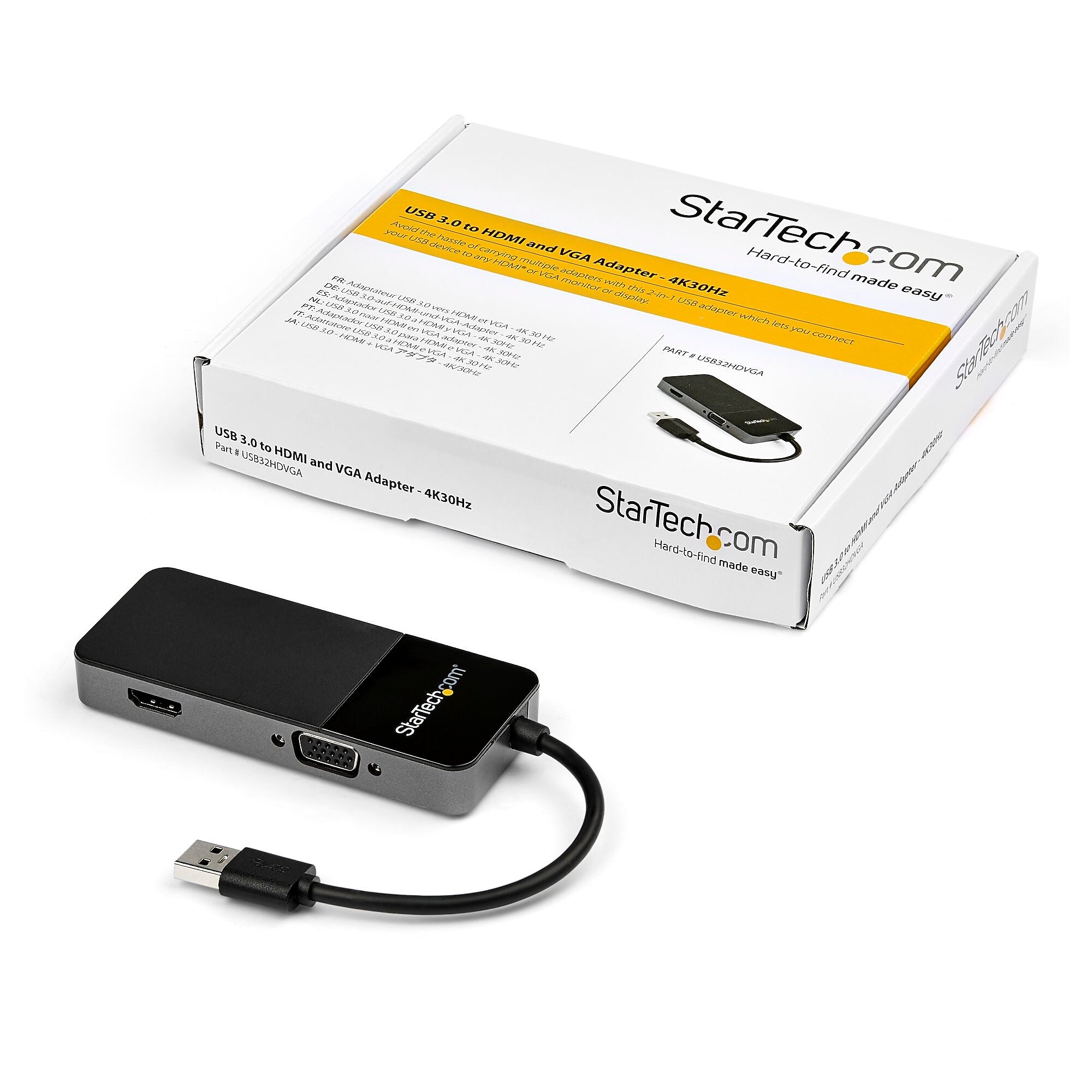 USB 3.0 to HDMI and VGA Adapter -4K/1080p USB Type A Dual Monitor Multiport Display Adapter Converter -External Graphics Card