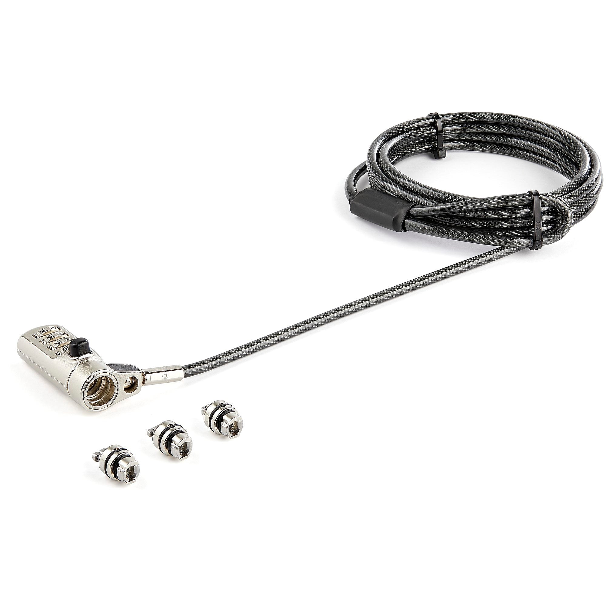 6.5' (2m) 3-in-1 Universal Laptop Cable Lock - 4-Digit Combination Security Lock for K-Slot, Nano & Wedge Slot Desktop/Laptop