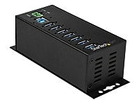 7 Port USB Hub w/ Power Adapter - Metal Industrial USB 3.0 Data Hub - Din Rail, Wall & Desk Mountable USB 3.1 Gen 15Gbps Hub