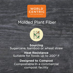 World Centric Fiber Trays, PLA Lined, PFAS Free, 9.1 x 7.1 x 0.7, Natural, 500/Carton