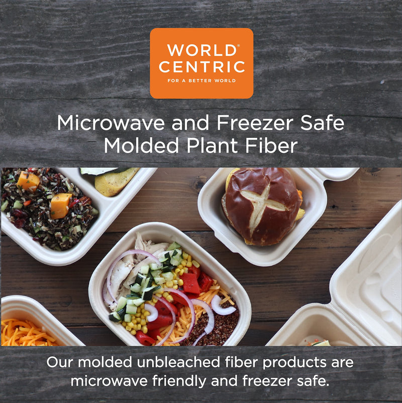 World Centric Fiber Trays, PLA Lined, PFAS Free, 9.1 x 7.1 x 0.7, Natural, 500/Carton