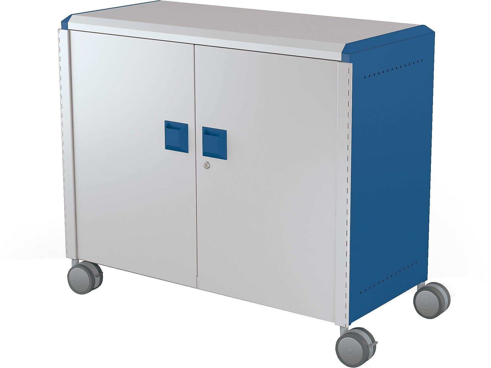 MooreCo Compass Maxi H2 Mobile 9-Section Storage Cabinet, 36.13"H x 41.88"W x 19.13"D, Platinum/Navy Metal (B3A1J2E1X0)