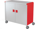 MooreCo Compass Maxi H2 Mobile 9-Section Storage Cabinet, 36.13"H x 41.88"W x 19.13"D, Platinum/Red Metal (B3A1C2E1X0)
