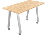 MooreCo Compass Makerspace 72" Table with Butcher Block, Beige/Platinum (91696-D-BUTCHER)