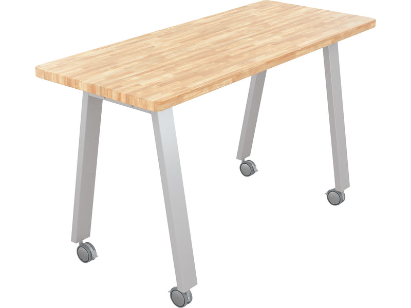 MooreCo Compass Makerspace 72" Table with Butcher Block, Beige/Platinum (91696-B-BUTCHER)