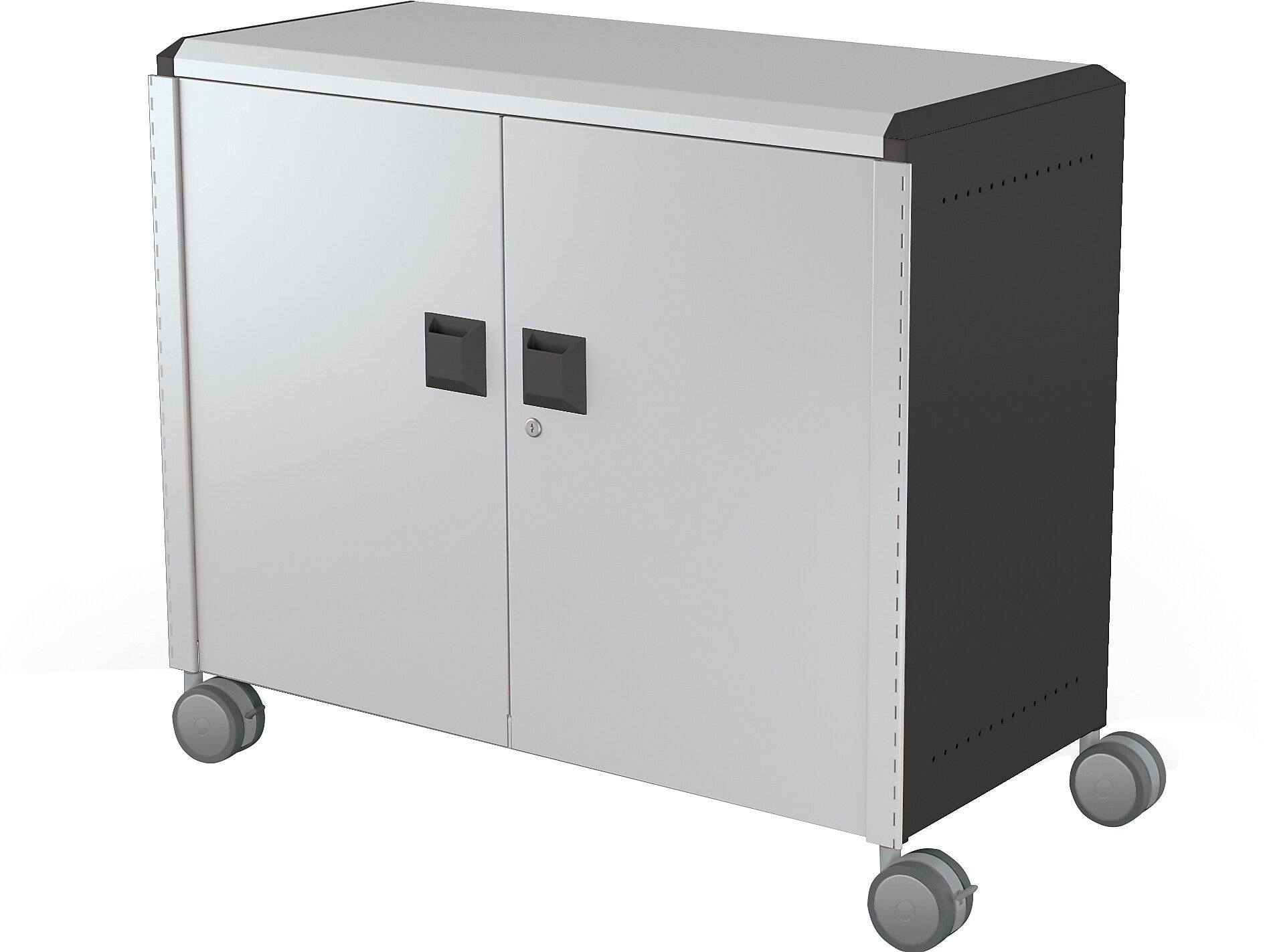 MooreCo Compass Maxi H2 Mobile 9-Section Storage Cabinet, 36.13"H x 41.88"W x 19.13"D, Platinum/Black Metal (B3A1A2E1X0)