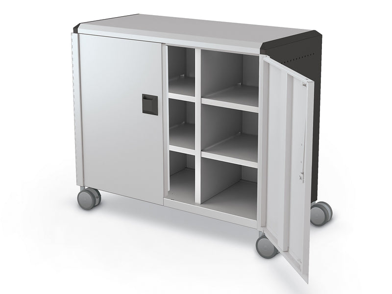 MooreCo Compass Maxi H2 Mobile 9-Section Storage Cabinet, 36.13"H x 41.88"W x 19.13"D, Platinum/Black Metal (B3A1A2E1X0)