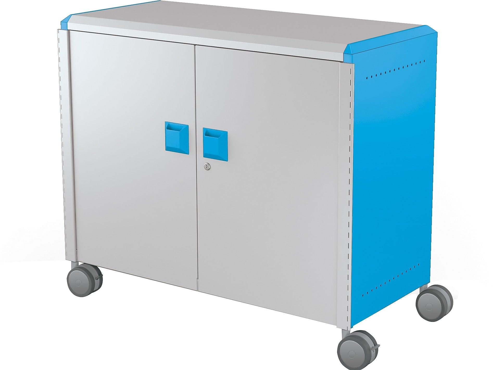 MooreCo Compass Maxi H2 Mobile 9-Section Storage Cabinet, 36.13"H x 41.88"W x 19.13"D, Platinum/Blue Metal (B3A1E2E1X0)