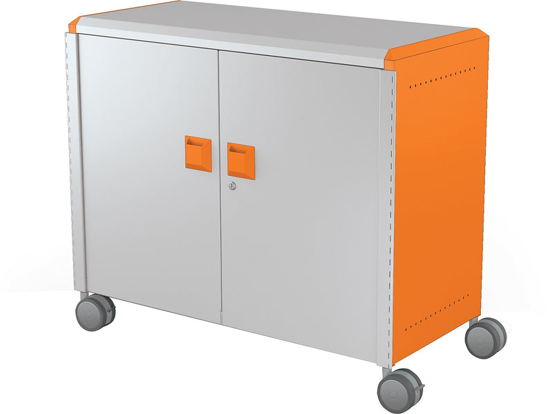 MooreCo Compass Maxi H2 Mobile 9-Section Storage Cabinet, 36.13"H x 41.88"W x 19.13"D, Platinum/Orange Metal (B3A1H2E1X0)
