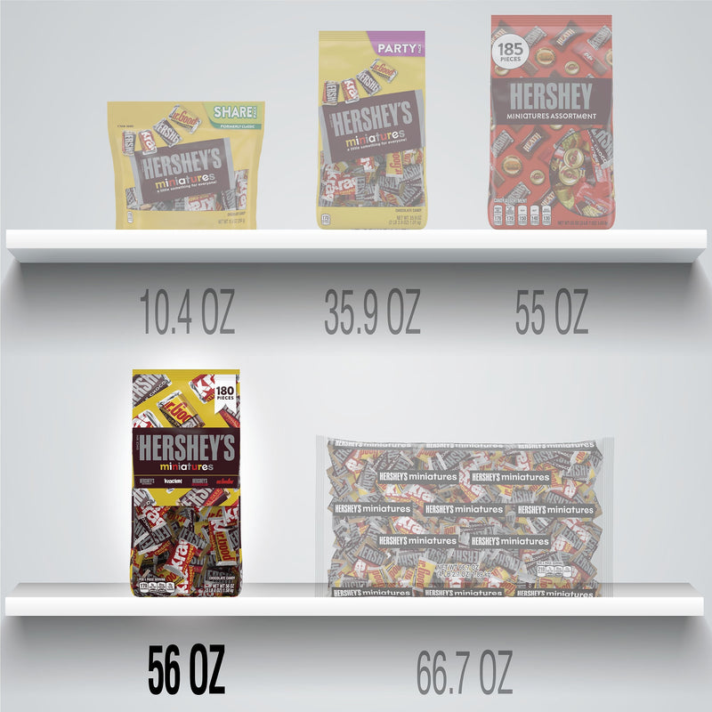 Hershey's Miniatures Variety Milk Chocolate Candy Bar, 56 oz., 180/Bag (HEC21543)