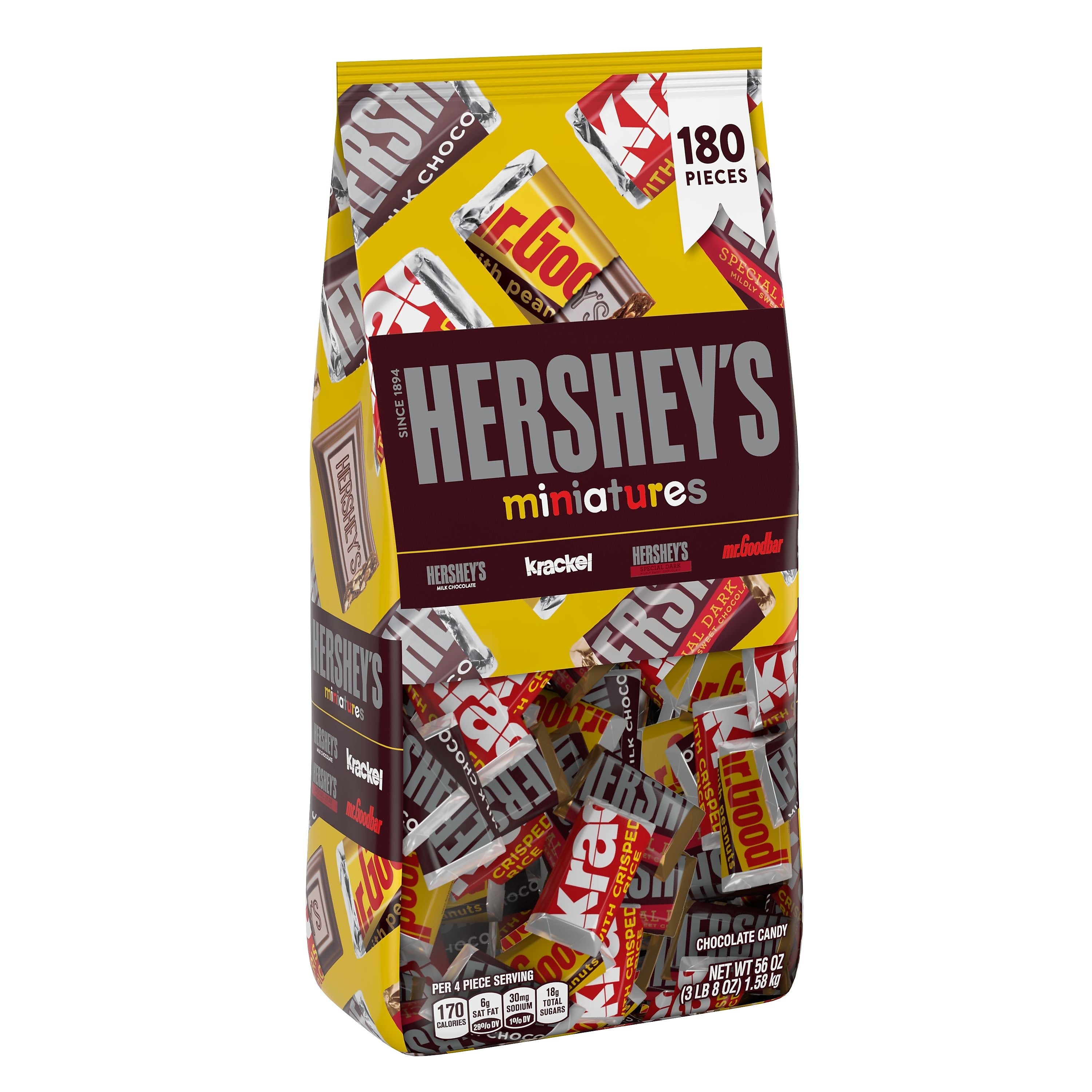 Hershey's Miniatures Variety Milk Chocolate Candy Bar, 56 oz., 180/Bag (HEC21543)