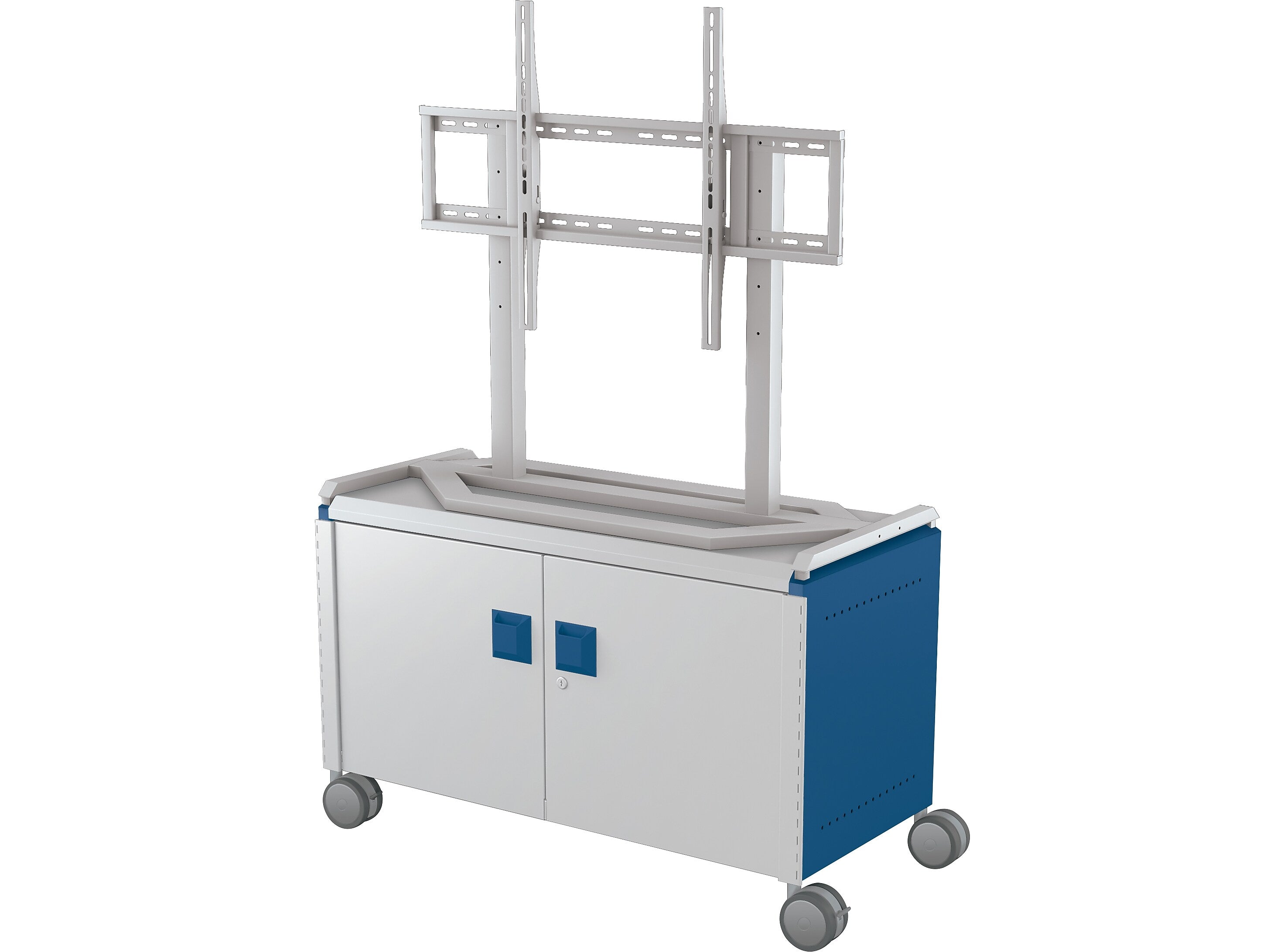 MooreCo Compass Maxi H1 Mobile 2-Section Storage Cabinet, 25.88"H x 41.88"W x 19.13"D, Platinum/Navy Metal (A3A1J2D1A0)