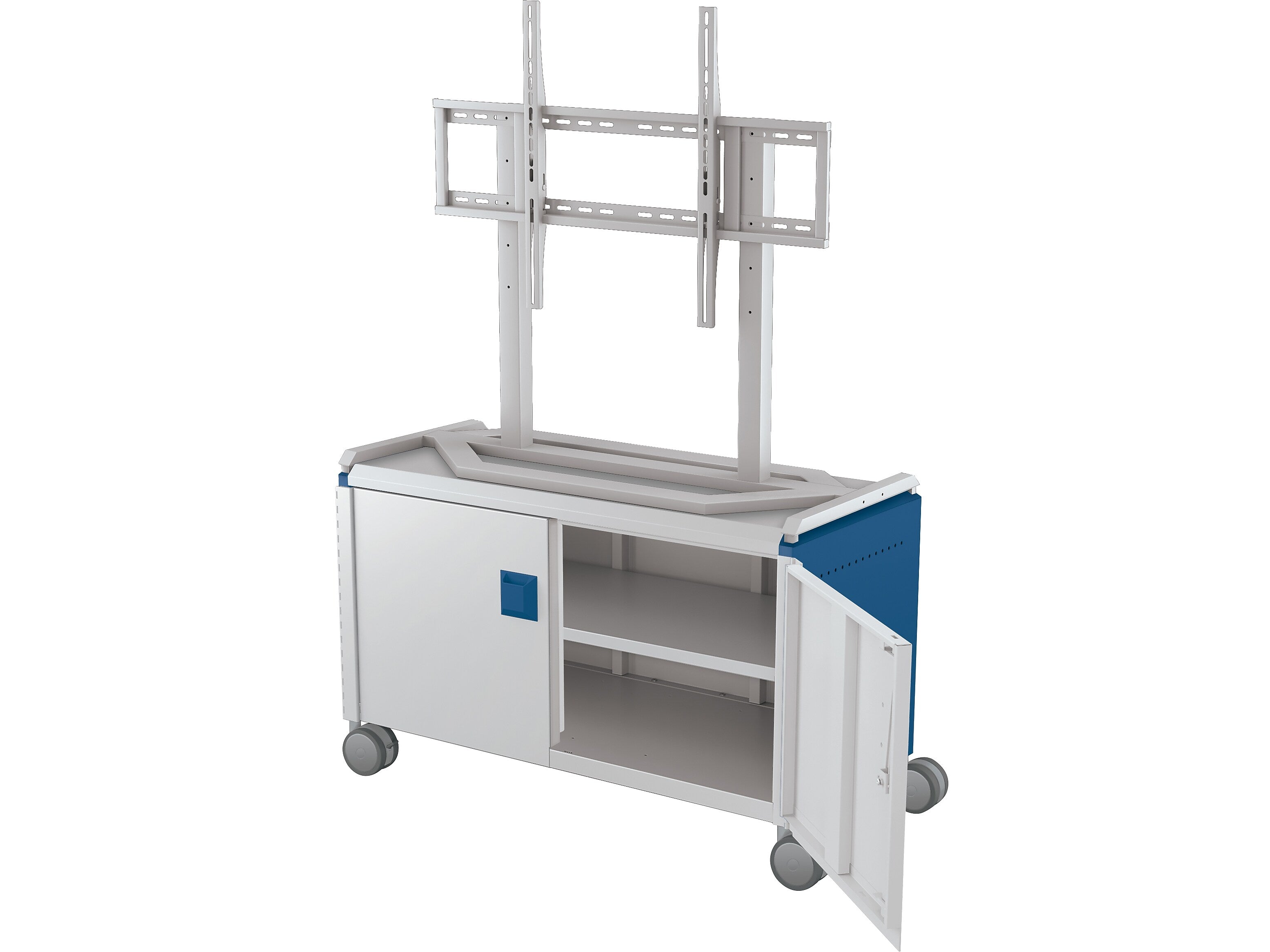 MooreCo Compass Maxi H1 Mobile 2-Section Storage Cabinet, 25.88"H x 41.88"W x 19.13"D, Platinum/Navy Metal (A3A1J2D1A0)
