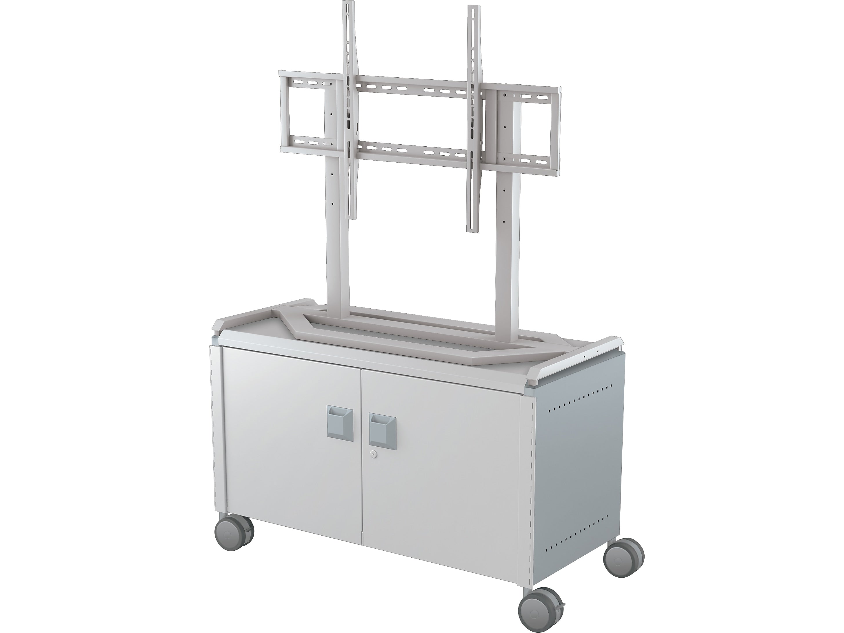 MooreCo Compass Maxi H1 Mobile 2-Section Storage Cabinet, 25.88"H x 41.88"W x 19.13"D, Platinum/Cool Gray Metal (A3A1B2D1A0)