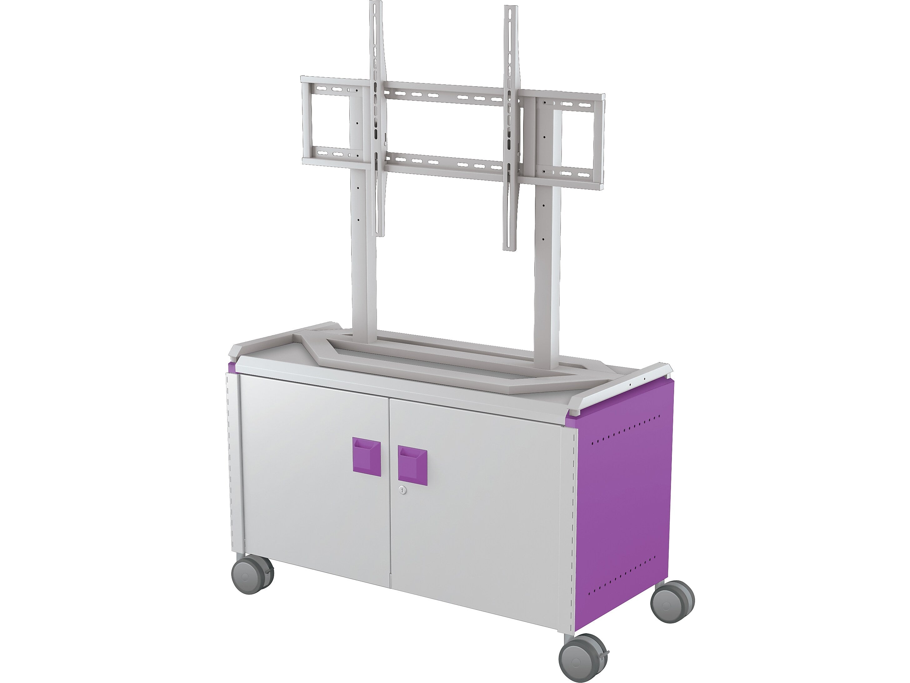 MooreCo Compass Maxi H1 Mobile 2-Section Storage Cabinet, 25.88"H x 41.88"W x 19.13"D, Platinum/Purple Metal (A3A1D2D1A0)