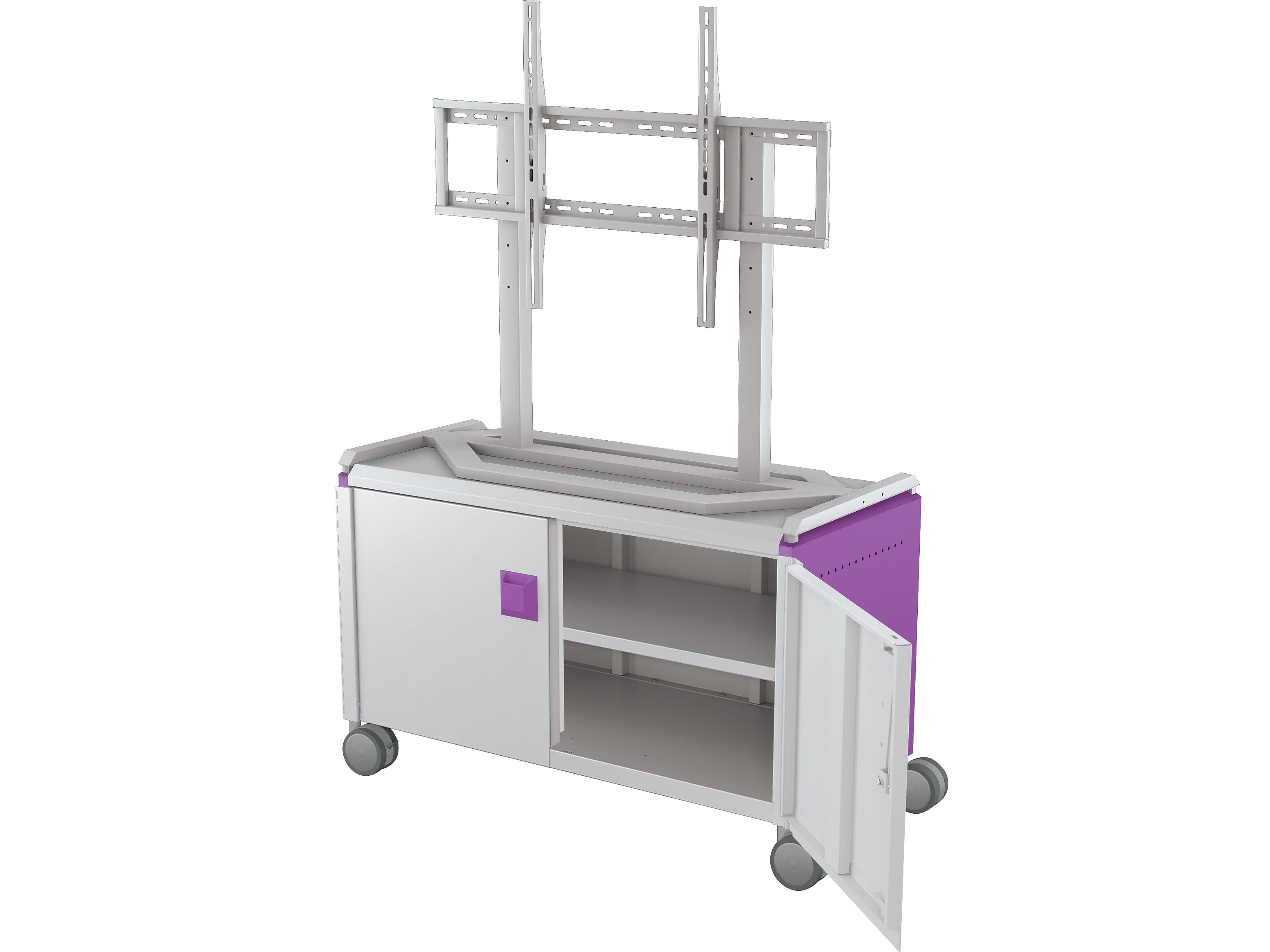 MooreCo Compass Maxi H1 Mobile 2-Section Storage Cabinet, 25.88"H x 41.88"W x 19.13"D, Platinum/Purple Metal (A3A1D2D1A0)