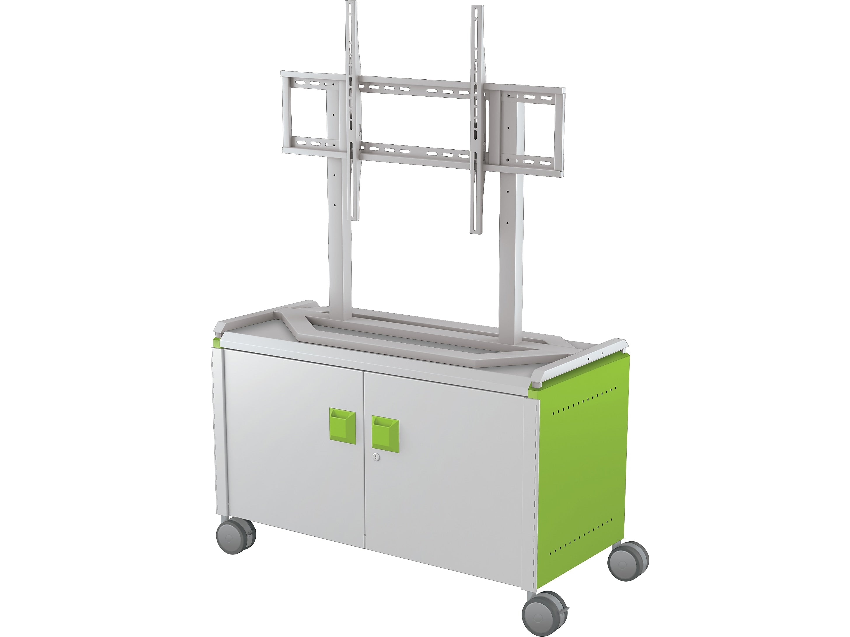MooreCo Compass Maxi H1 Mobile 2-Section Storage Cabinet, 25.88"H x 41.88"W x 19.13"D, Platinum/Green Metal (A3A1F2D1A0)