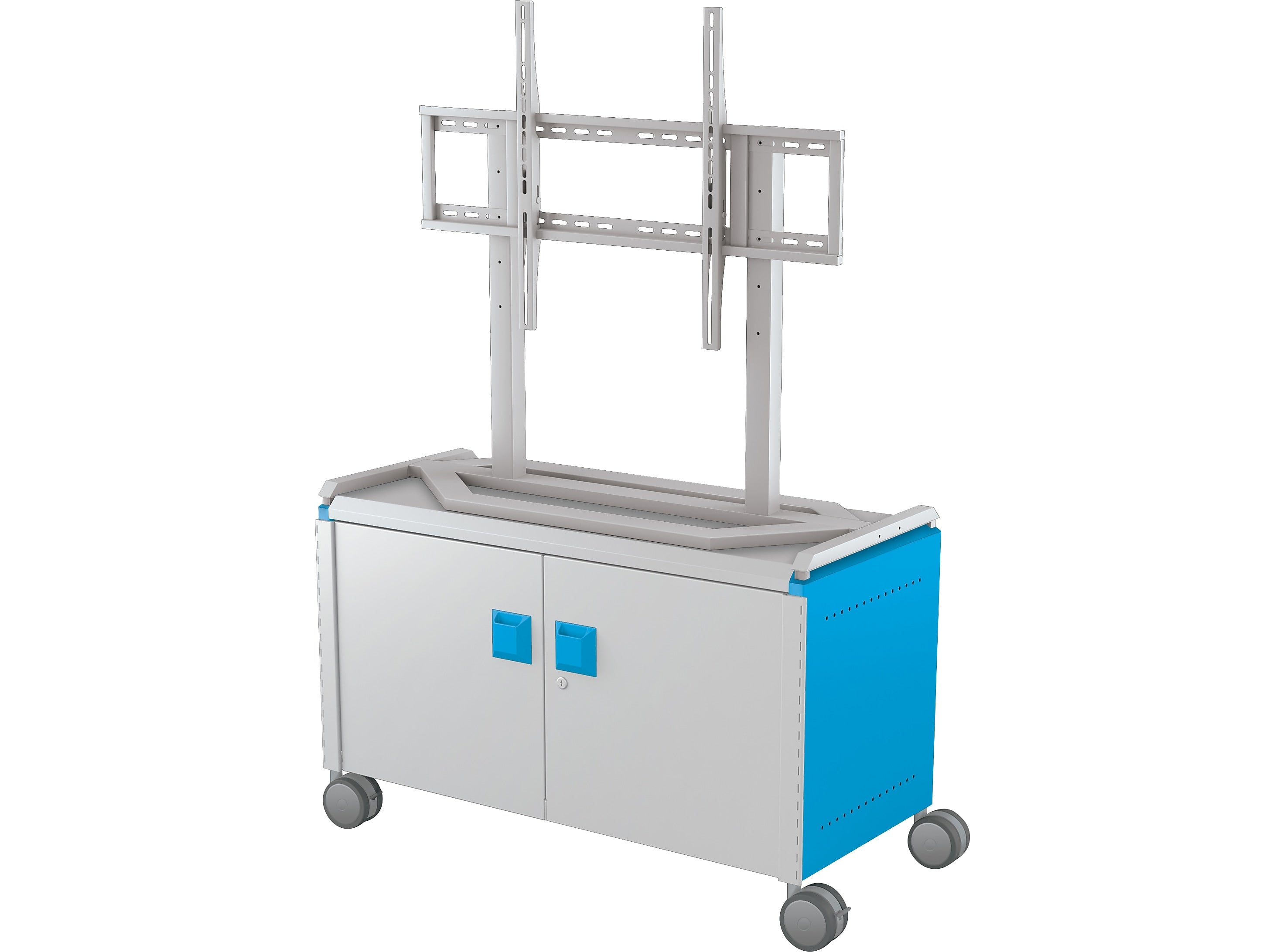 MooreCo Compass Maxi H1 Mobile 2-Section Storage Cabinet, 25.88"H x 41.88"W x 19.13"D, Platinum/Blue Metal (A3A1E2D1A0)