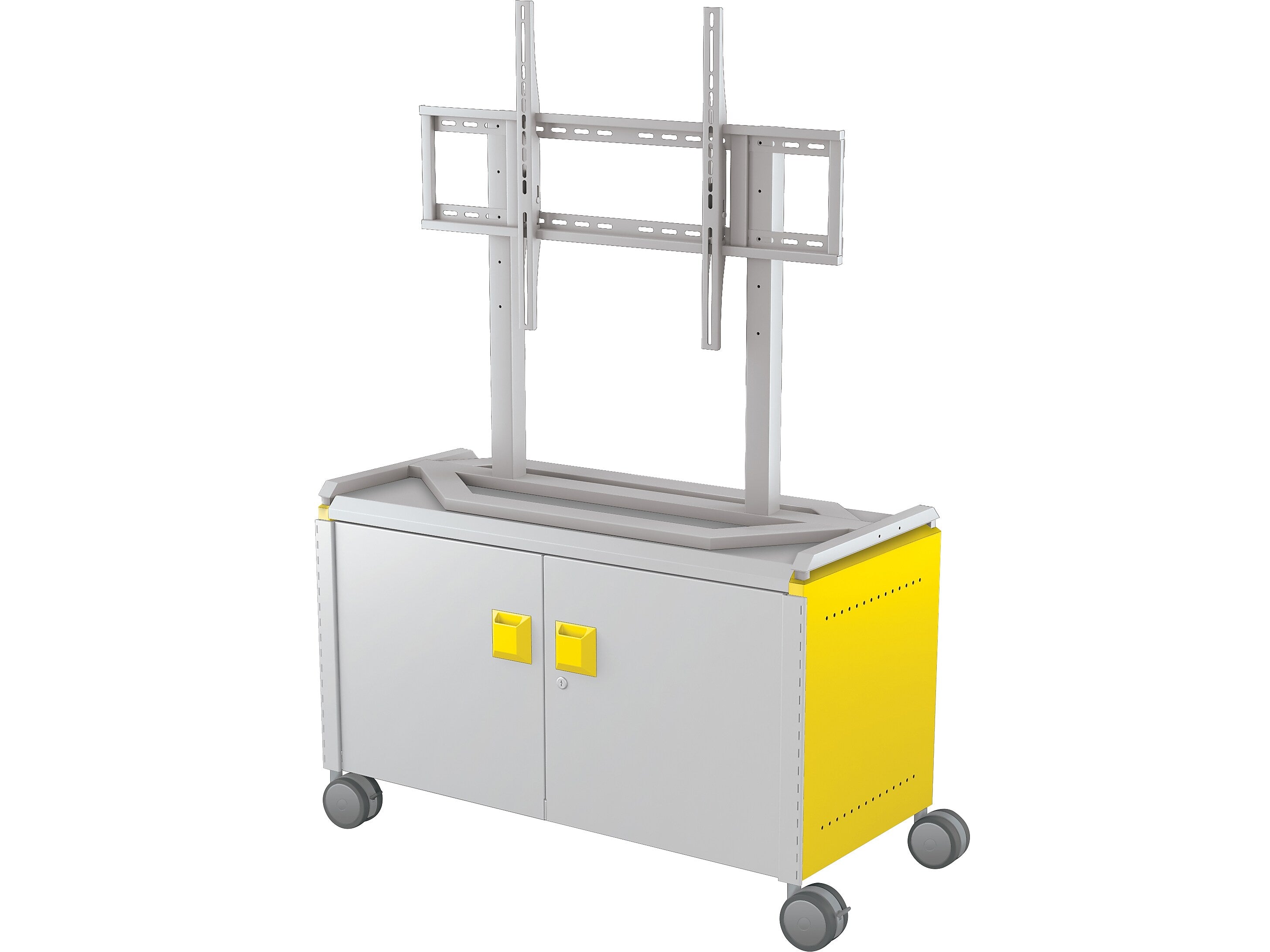 MooreCo Compass Maxi H1 Mobile 2-Section Storage Cabinet, 25.88"H x 41.88"W x 19.13"D, Platinum/Yellow Metal (A3A1G2D1A0)